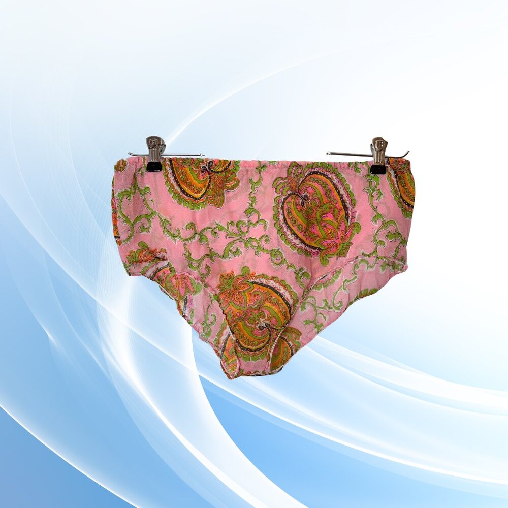 Vintage Pink Paisley Short PJ Set - Sleeveless Robe & Panties, Junior Large - Picture 9 of 10